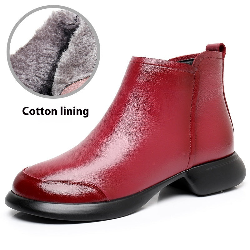 Comfortable Soft Soled Velvet Low Heel Martin Boots