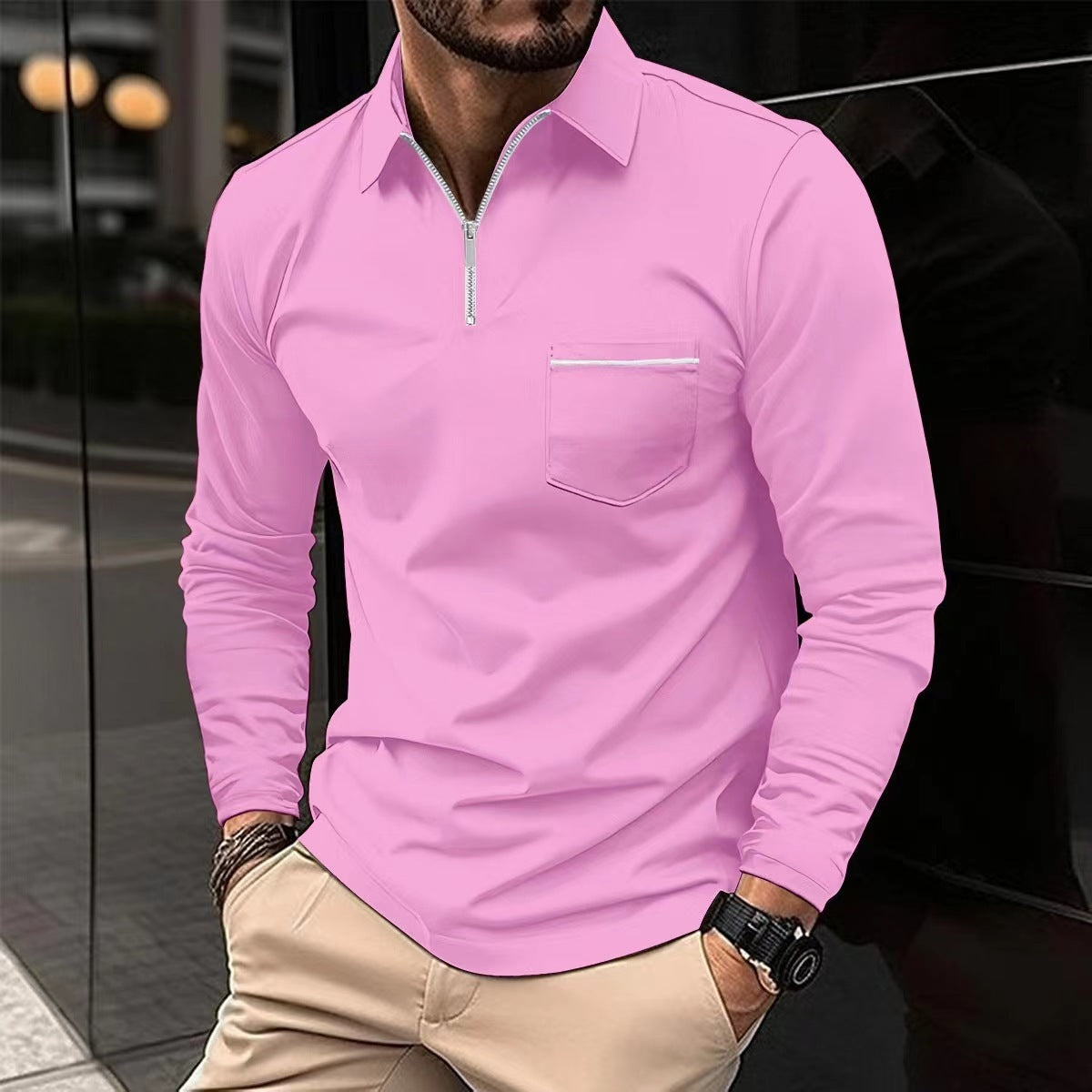 Men's Long Sleeved Sports Polo Shirt