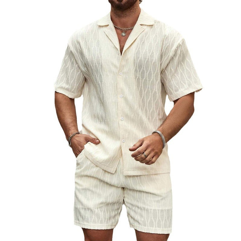 Men's Loose Short Sleeve Shirt Shorts Casual Suit