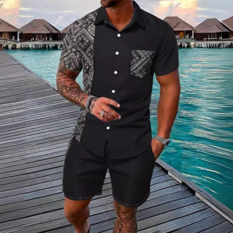 3D Digital Printing Short-sleeved Beach Pants Two-piece Set