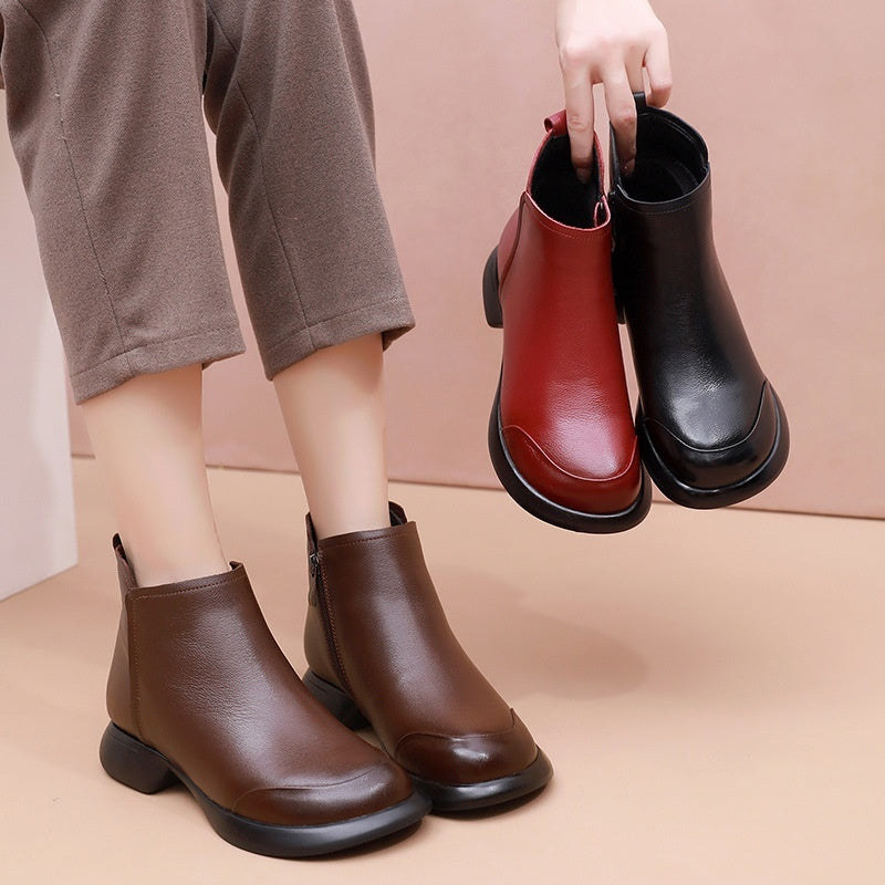 Comfortable Soft Soled Velvet Low Heel Martin Boots