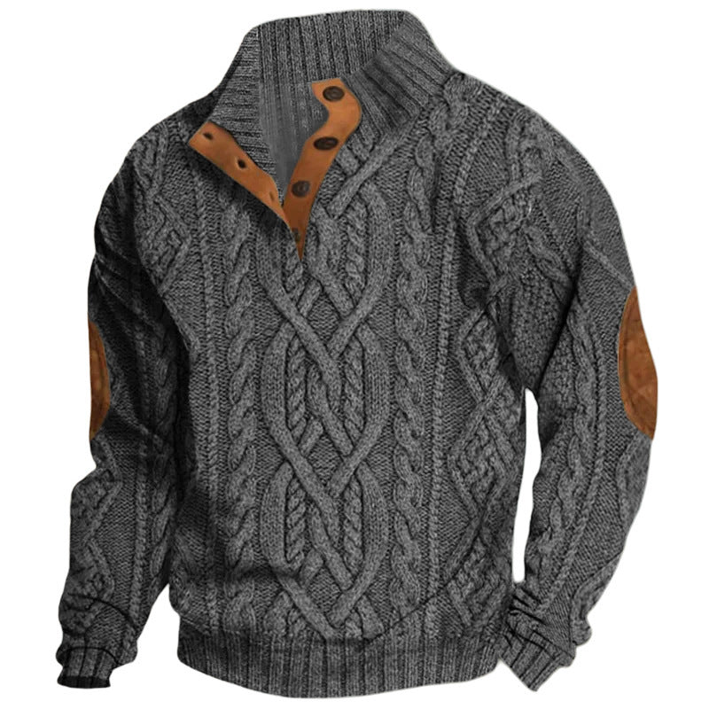 Knitwear Lapel Long Sleeve Twisted Sweater Men's Clothing