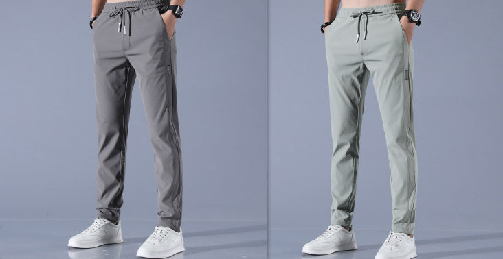 Summer Ice Silk Men's Stretch Breathable Straight Sports Trousers