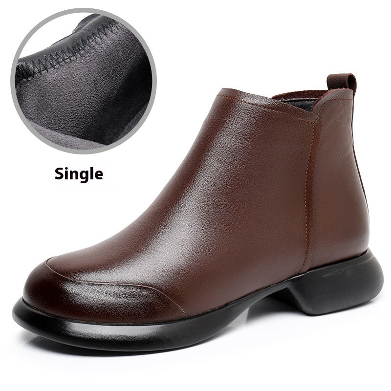 Comfortable Soft Soled Velvet Low Heel Martin Boots