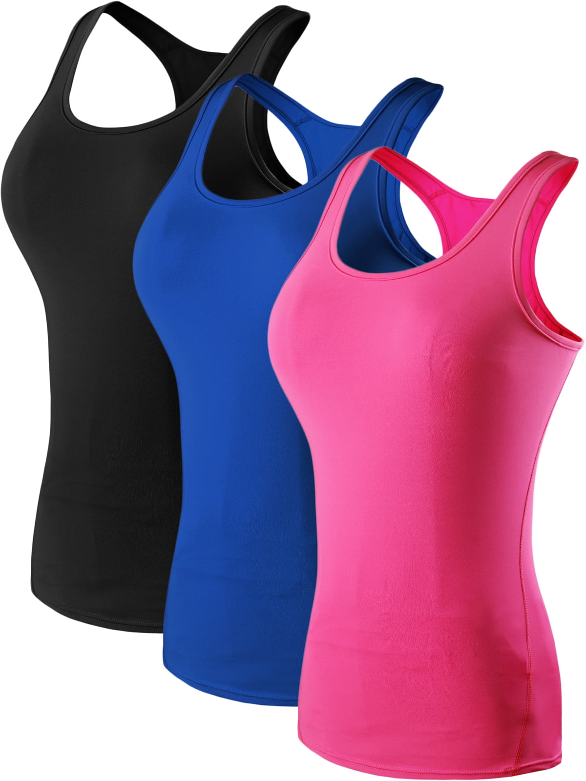 NELEUS Womens Tight Fitting Base Layer Dry Fit Tank Top 3 Pack,Black+B