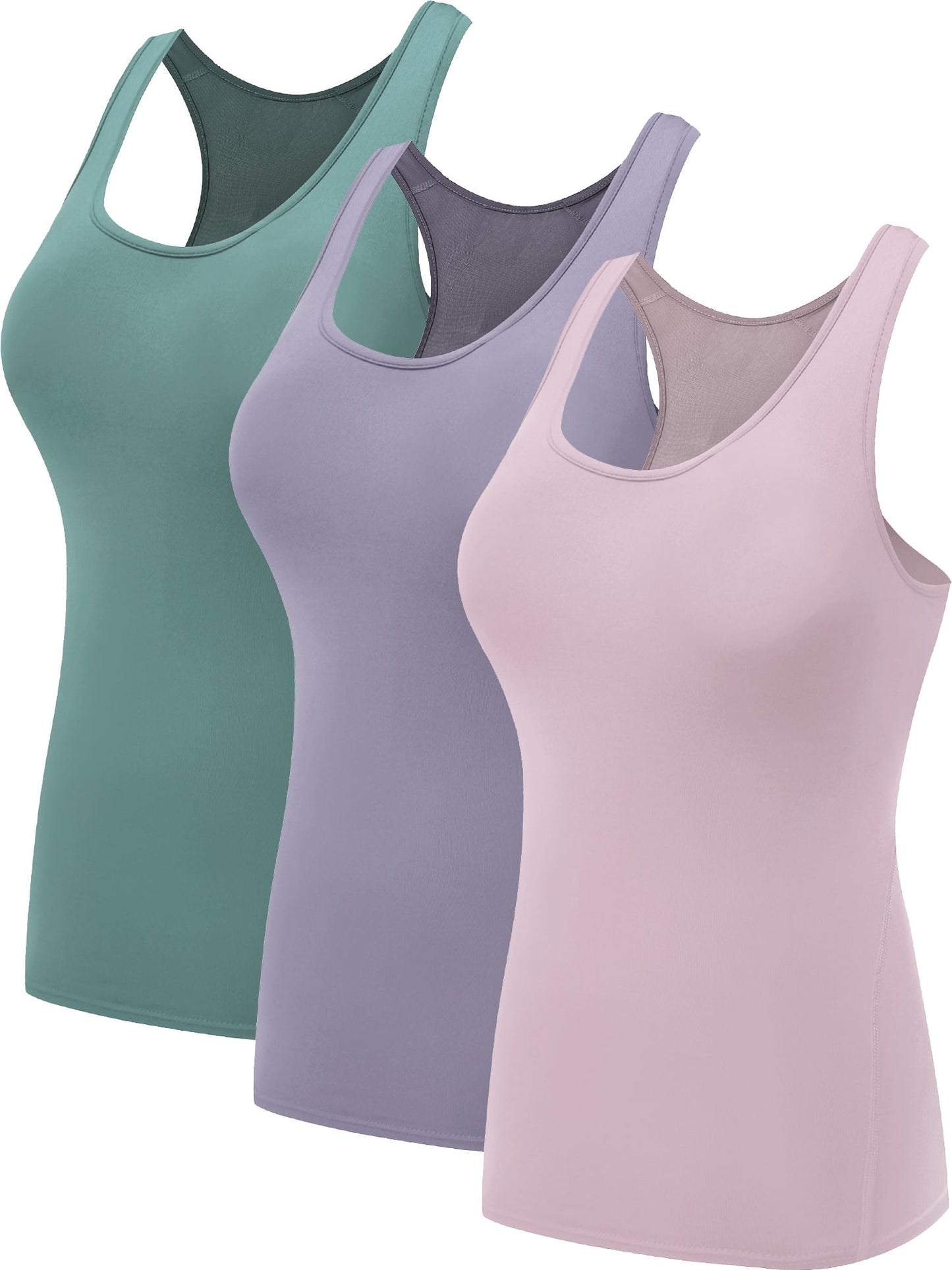 NELEUS Womens Tight Fitting Base Layer Dry Fit Tank Top 3 Pack,Black+B