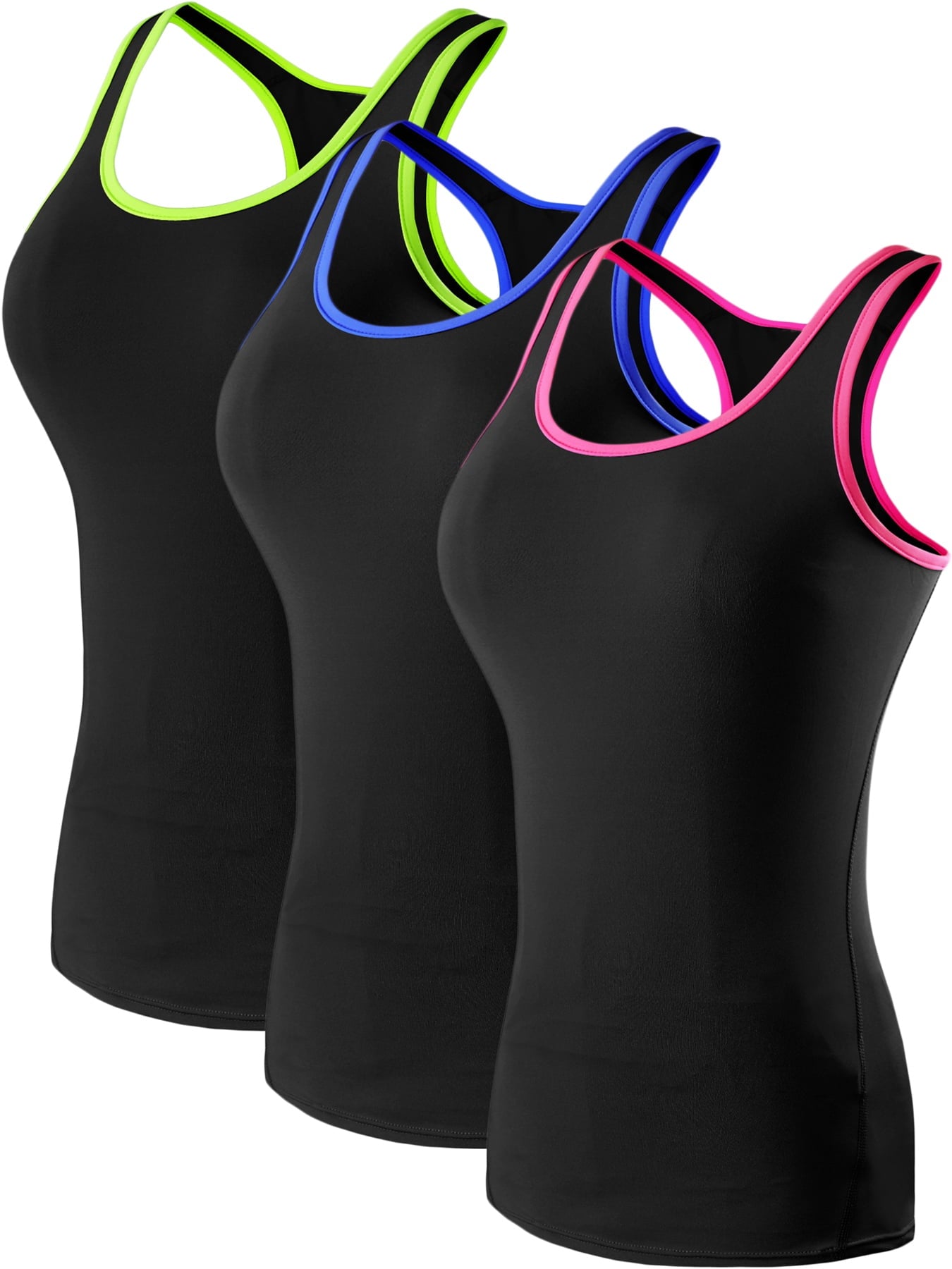 NELEUS Womens Tight Fitting Base Layer Dry Fit Tank Top 3 Pack,Black+B