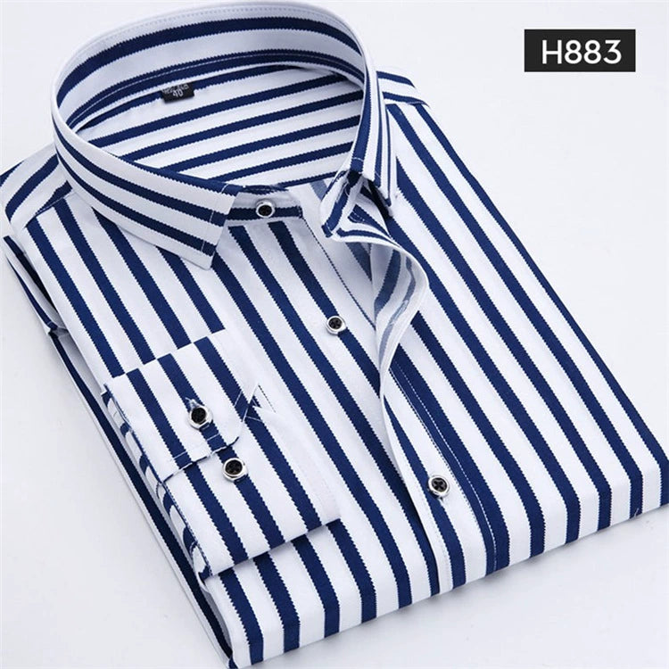 Casual Long Sleeved Lapel Fitted Shirt Casual Long Sleeves Lapel Silm Shirt Men