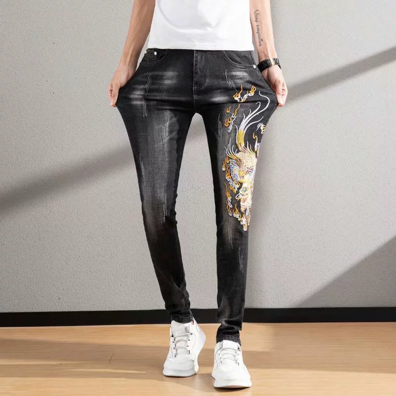 Fashion Brand Distinctive All-Match Pattern Badge Trousers Embroidery