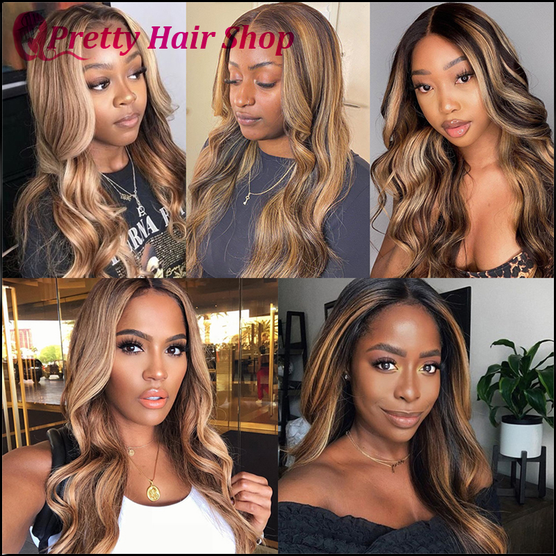 4pcs Peruvian Human Hair Weave with P4/27 Color Lace Closure