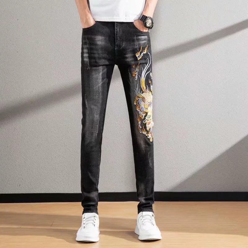 Fashion Brand Distinctive All-Match Pattern Badge Trousers Embroidery