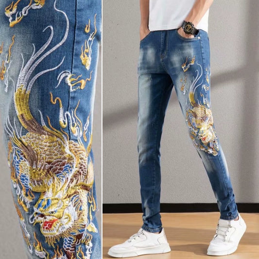 Fashion Brand Distinctive All-Match Pattern Badge Trousers Embroidery