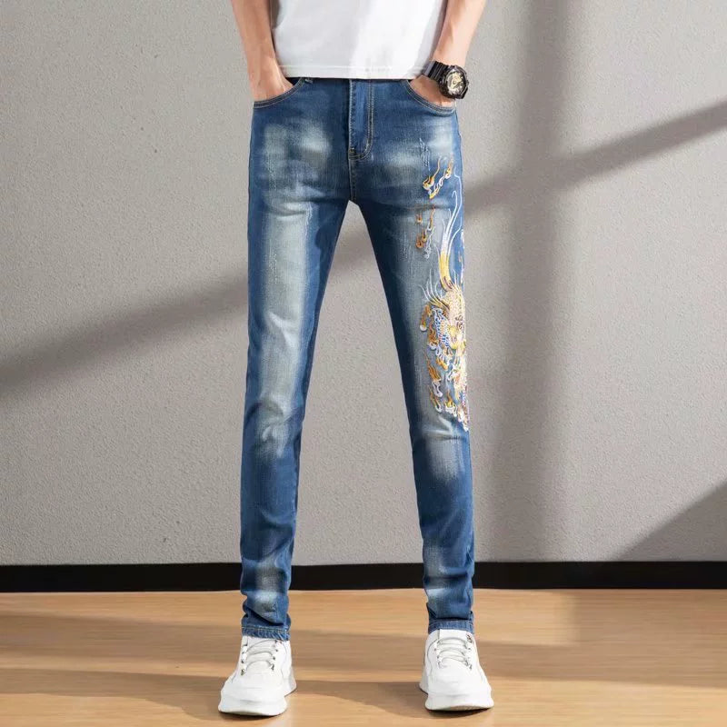 Fashion Brand Distinctive All-Match Pattern Badge Trousers Embroidery