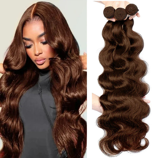 Dark Brown Body Wave Bundles – 100% Remy Human Hair, 18-30 Inches, Brazilian Double Draw