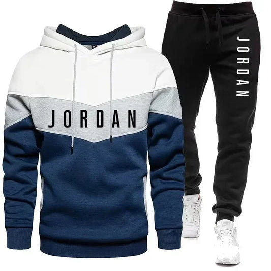 men's casual hoodie + jogging pants two-piece set, fashion outdoor