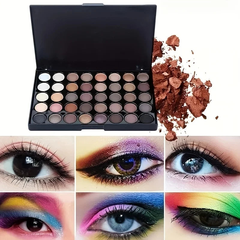 Glitter Eyeshadow Palette with Free 5 Brushes Matte Waterproof Long Lasting Pressed Powder Cosmetics MakeUp Kit