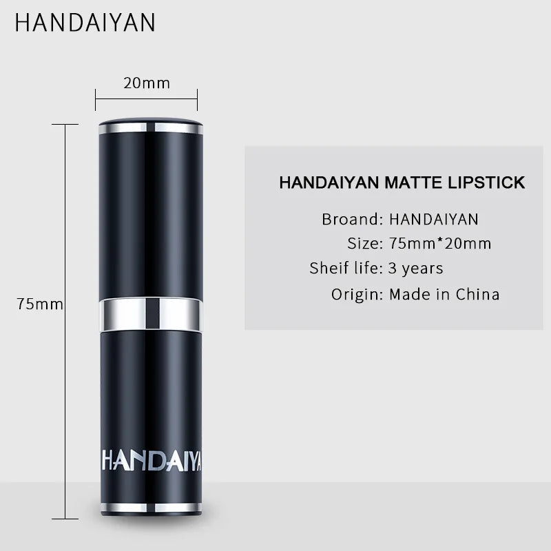 HANDAIYAN 12 Colors Matte Lipstick Long Lasting Velvet Lip Tint Waterproof 24 Hours Red Lip Gloss Cosmetics Make Up