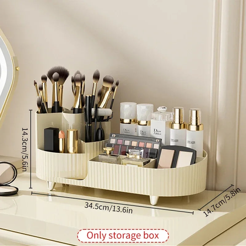 Large Cosmet Storag Box Luxury Dresser Organizer Box with Lid Makeup Organiser Dust-proof Cotton Pads Jewelry Make Up Organizer