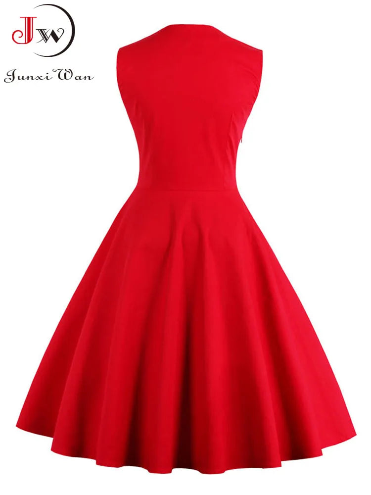 Women Robe Retro Vintage Dress 50s 60s Rockabilly Dot Swing Pin Up Summer Party Dresses Elegant Tunic Vestidos Casual