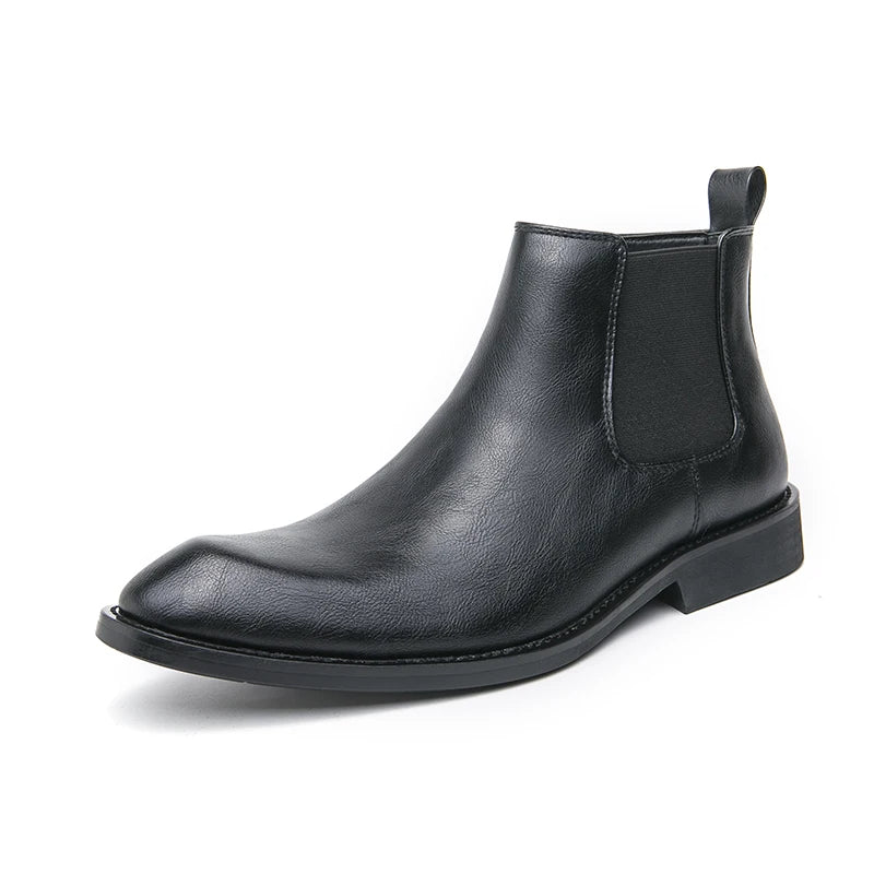 Luxury Men Chelsea Boots Zipper Genuine Leather Ankle Boots