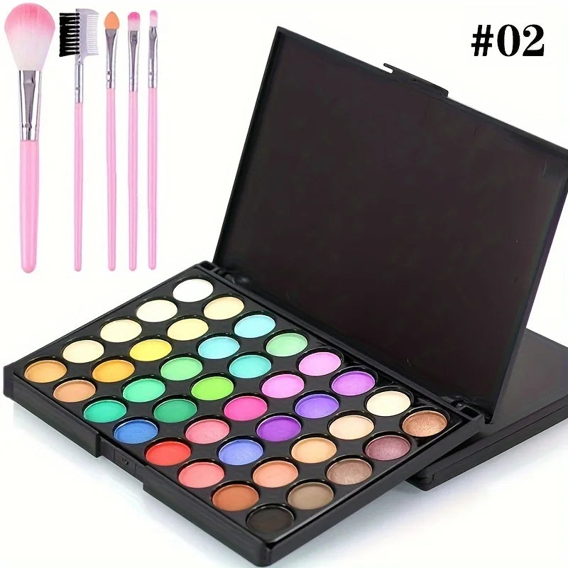 Glitter Eyeshadow Palette with Free 5 Brushes Matte Waterproof Long Lasting Pressed Powder Cosmetics MakeUp Kit