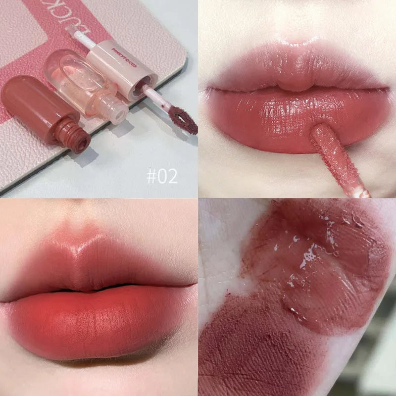 Mirror Double Headed Lip Glaze Gloss Long-lasting Waterproof Crystal Cherry Red Matte Lips Mud Lipstick Korean Makeup Cosmetics