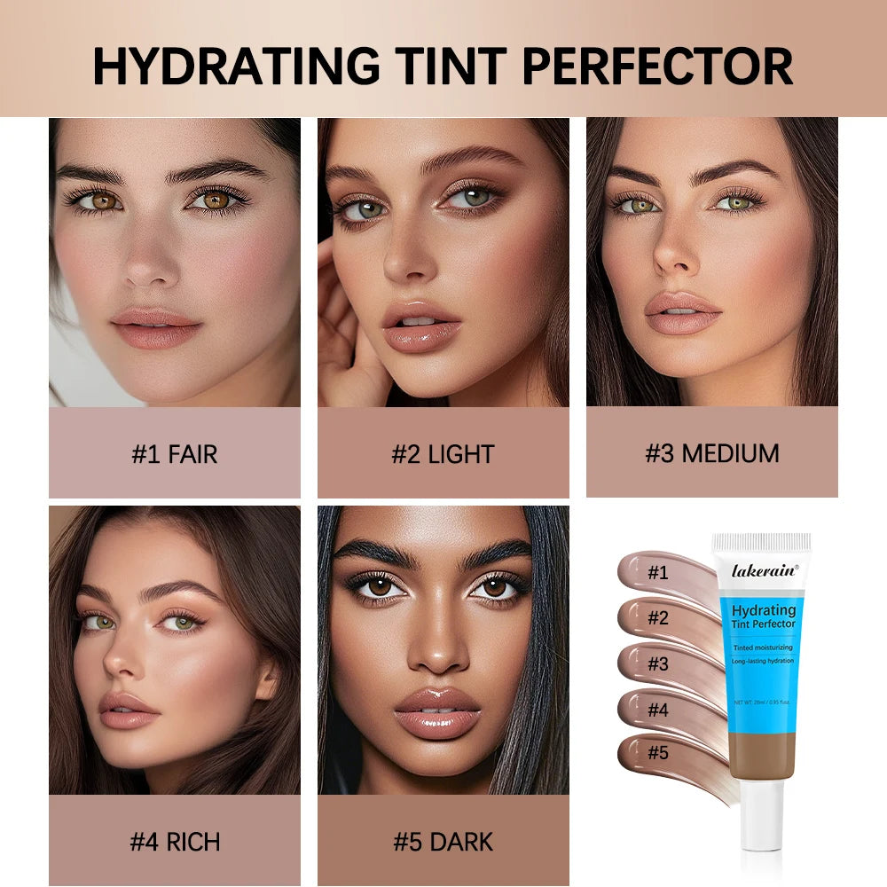 Tint Hydrating Foundation Light/Medium Light Buildable Coverage Natural Glow Finish Long-lasting Hydration Makeup Base  Cosmetic