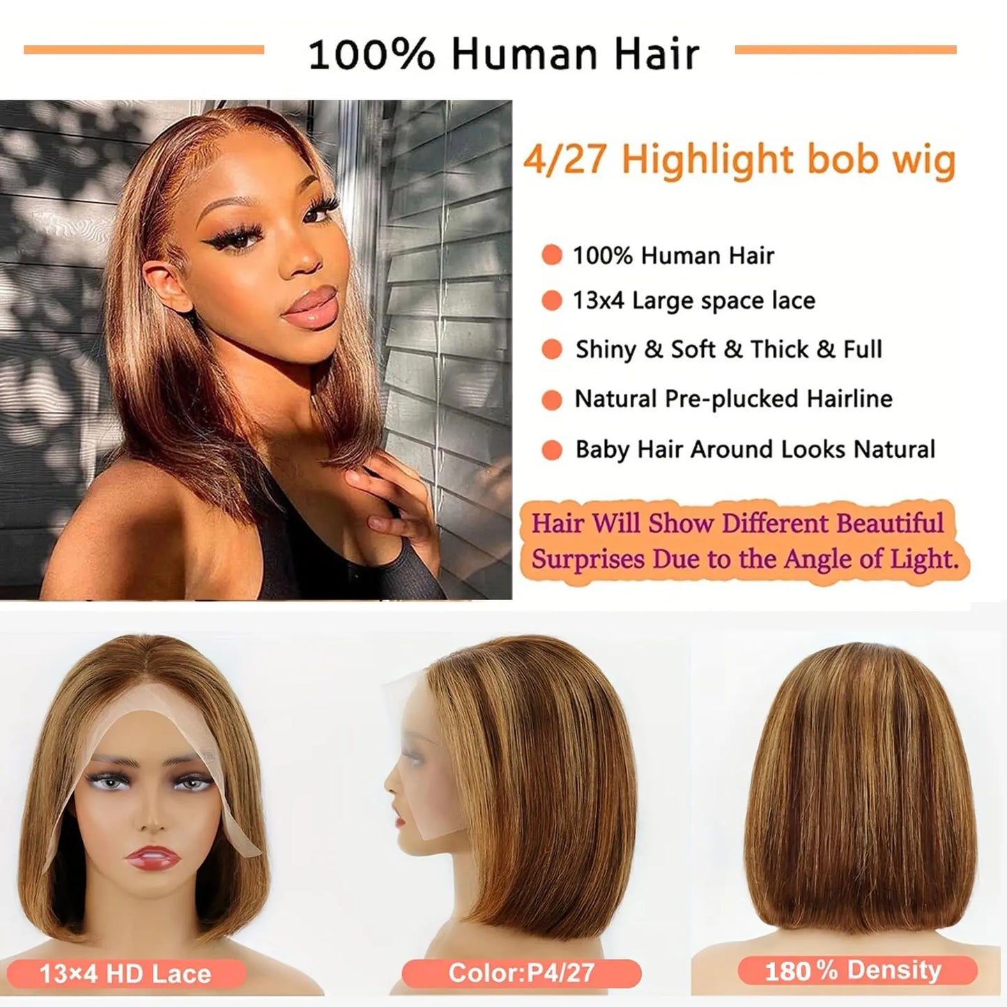 Highlight Straight Bob Wig 13X6 Hd Lace Front Wigs For Women Ombre Blond Color Wigs Brazilian Hair Short Bob Human Hair Wigs