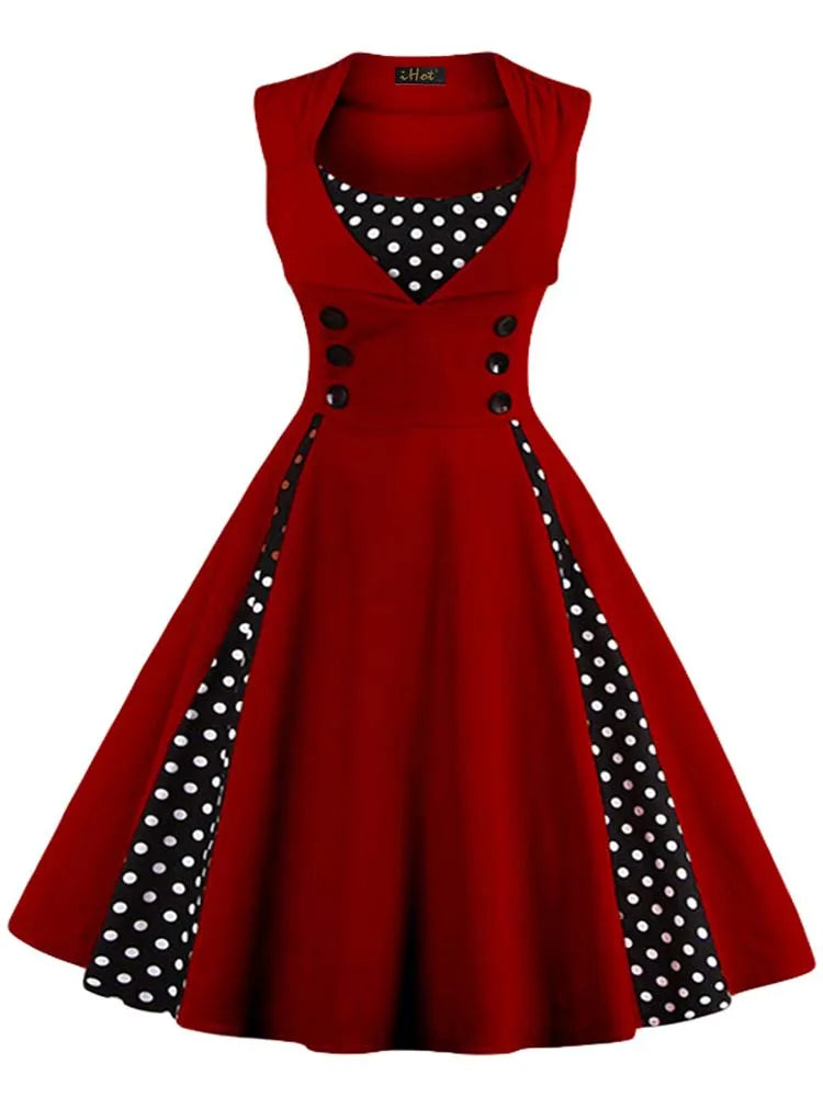 Women Robe Retro Vintage Dress 50s 60s Rockabilly Dot Swing Pin Up Summer Party Dresses Elegant Tunic Vestidos Casual