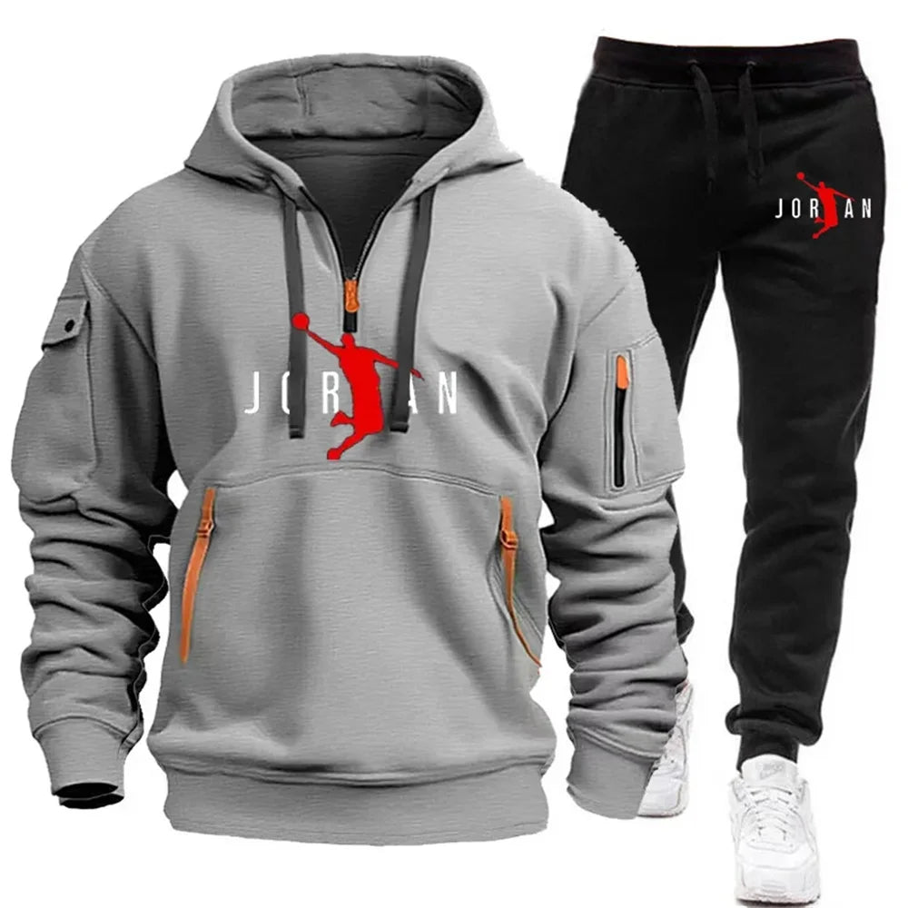 men'smulti-pocket hoodie loose casual sweater