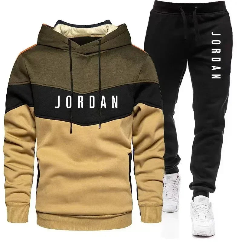 men's casual hoodie + jogging pants two-piece set, fashion outdoor