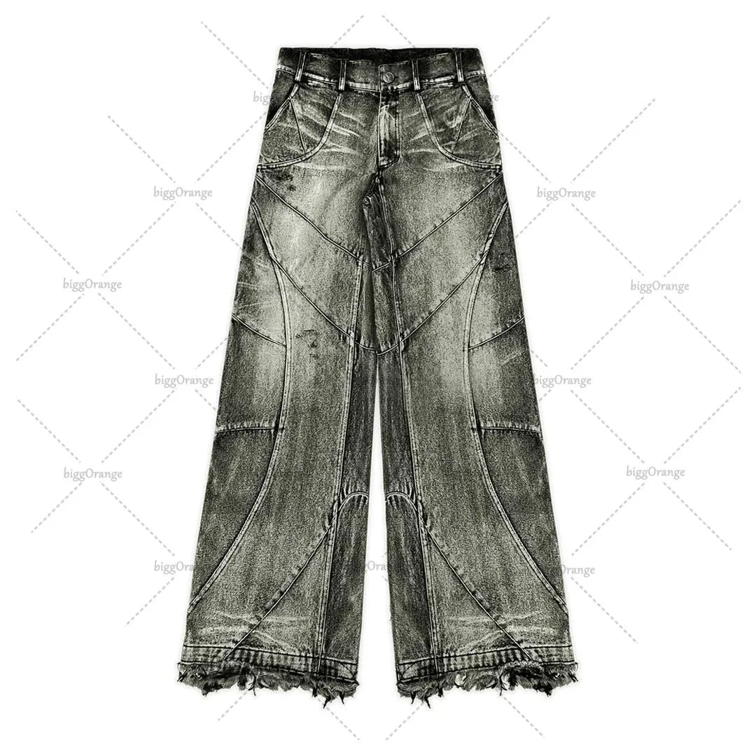 Jeans Men's Black Gothic Style Street