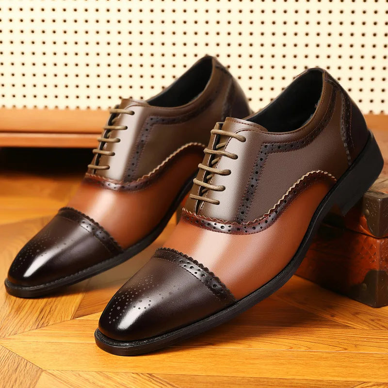 Men's Fashion Brogue Shoes Square Toe Mixed-Colors