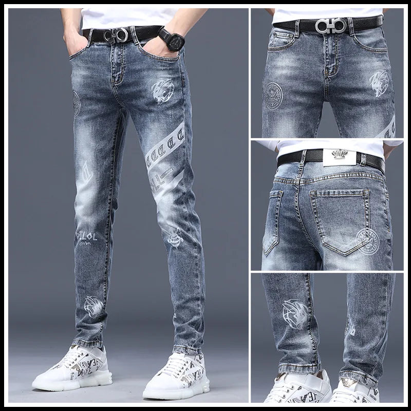 Male Slim Stylish Pants Denim Jeans