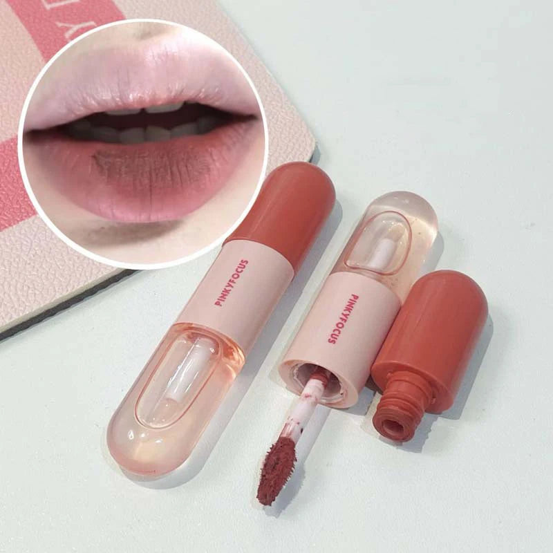 Mirror Double Headed Lip Glaze Gloss Long-lasting Waterproof Crystal Cherry Red Matte Lips Mud Lipstick Korean Makeup Cosmetics