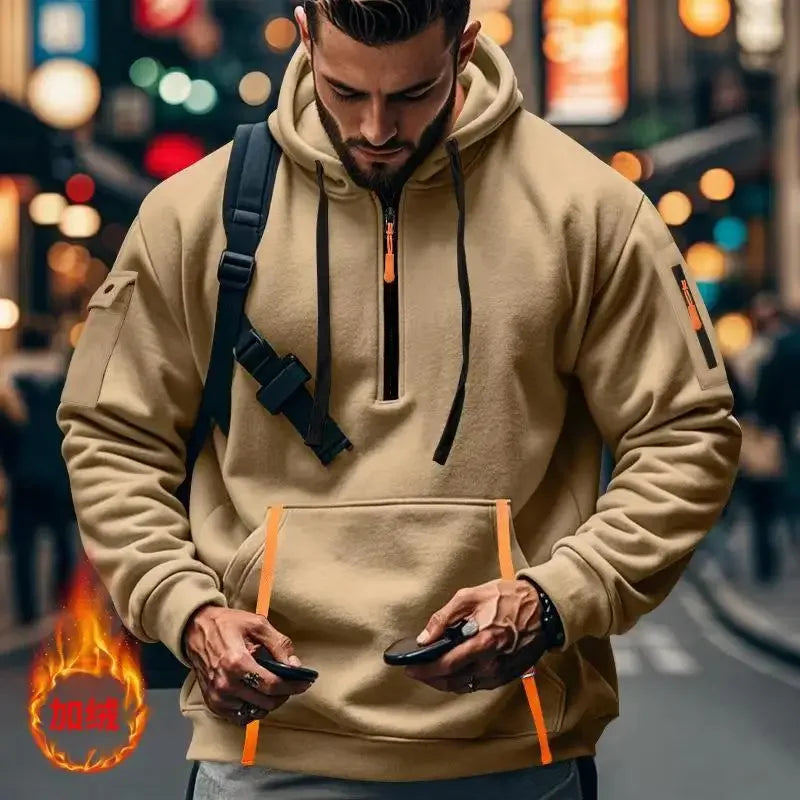 men's new hoodie zipper hooded long-sleeved jumper set