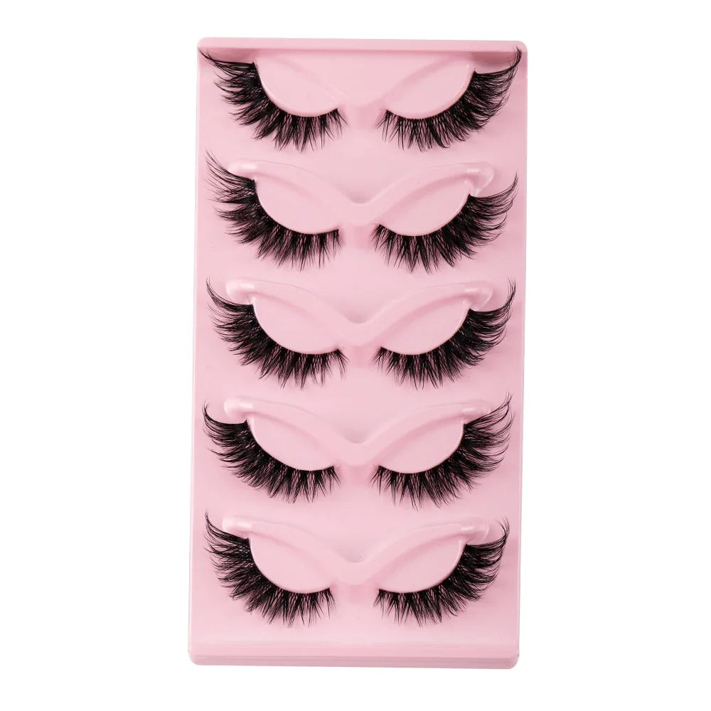 5 Pairs Cat Eye Lashes Faux Mink Eyelashes Natural long Manga Lashes Winged End Eye Elongated Eyelashes Fake Lashes Makeup