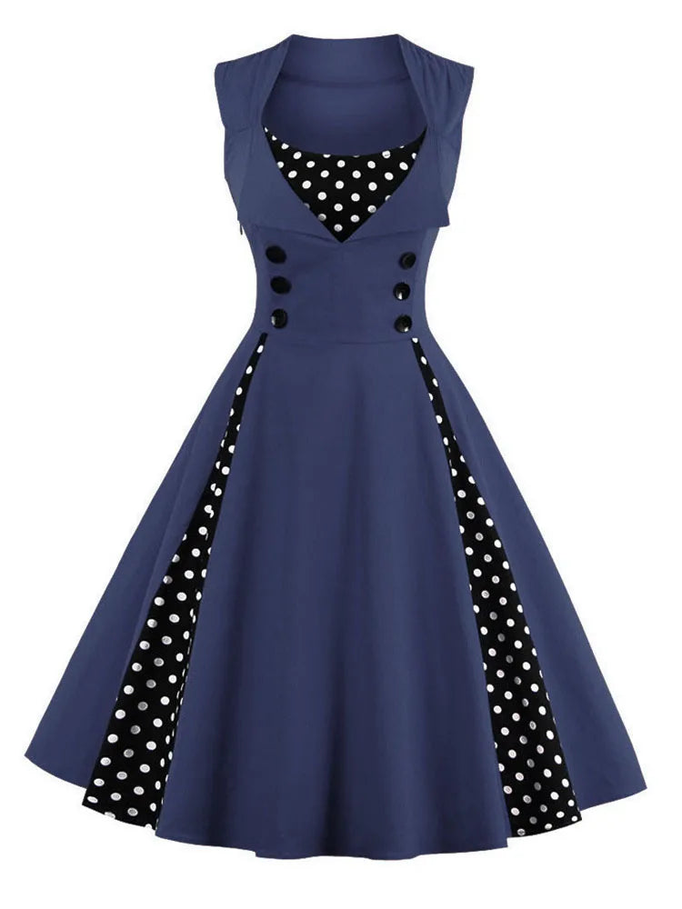 Women Robe Retro Vintage Dress 50s 60s Rockabilly Dot Swing Pin Up Summer Party Dresses Elegant Tunic Vestidos Casual