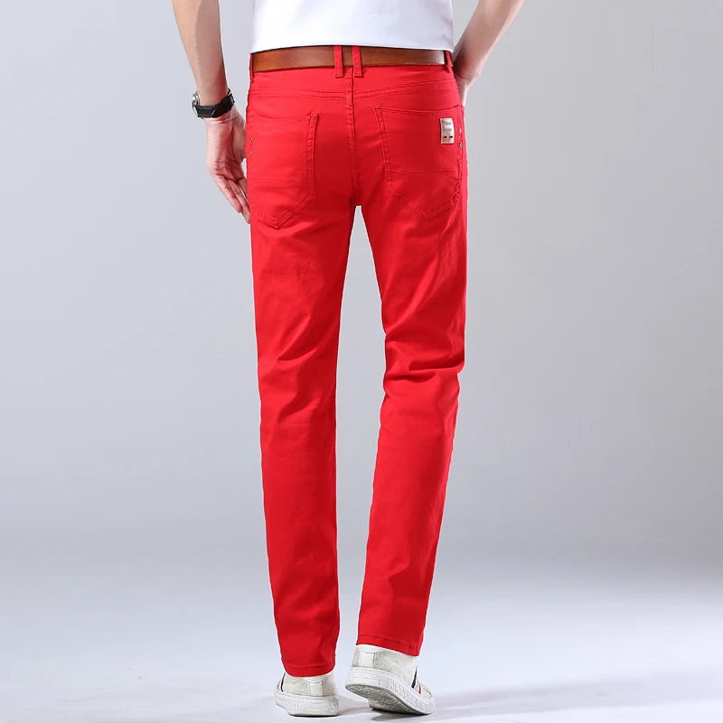 Men's Slim Jeans Regular Fit Straight Stretch Denim Pants