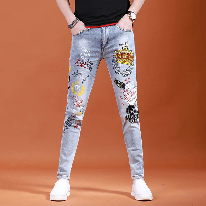 Male Slim Stylish Pants Denim Jeans