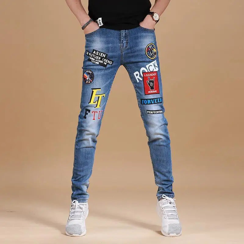 Male Slim Stylish Pants Denim Jeans