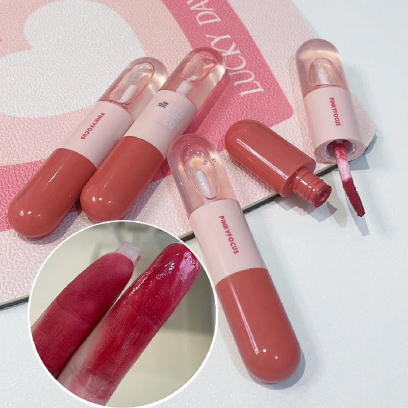 Mirror Double Headed Lip Glaze Gloss Long-lasting Waterproof Crystal Cherry Red Matte Lips Mud Lipstick Korean Makeup Cosmetics