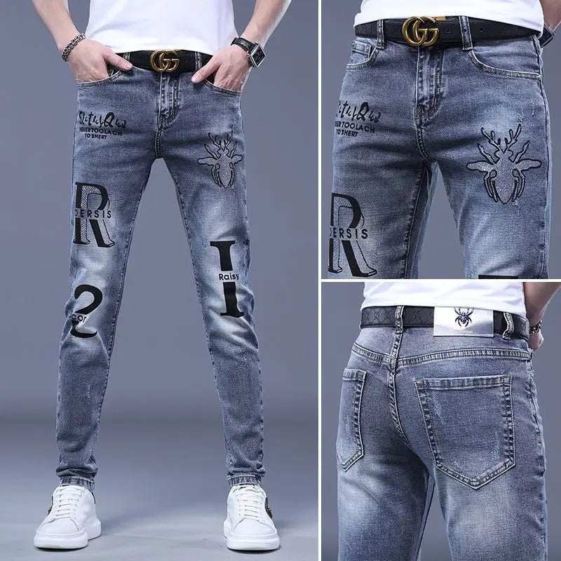 Male Slim Stylish Pants Denim Jeans