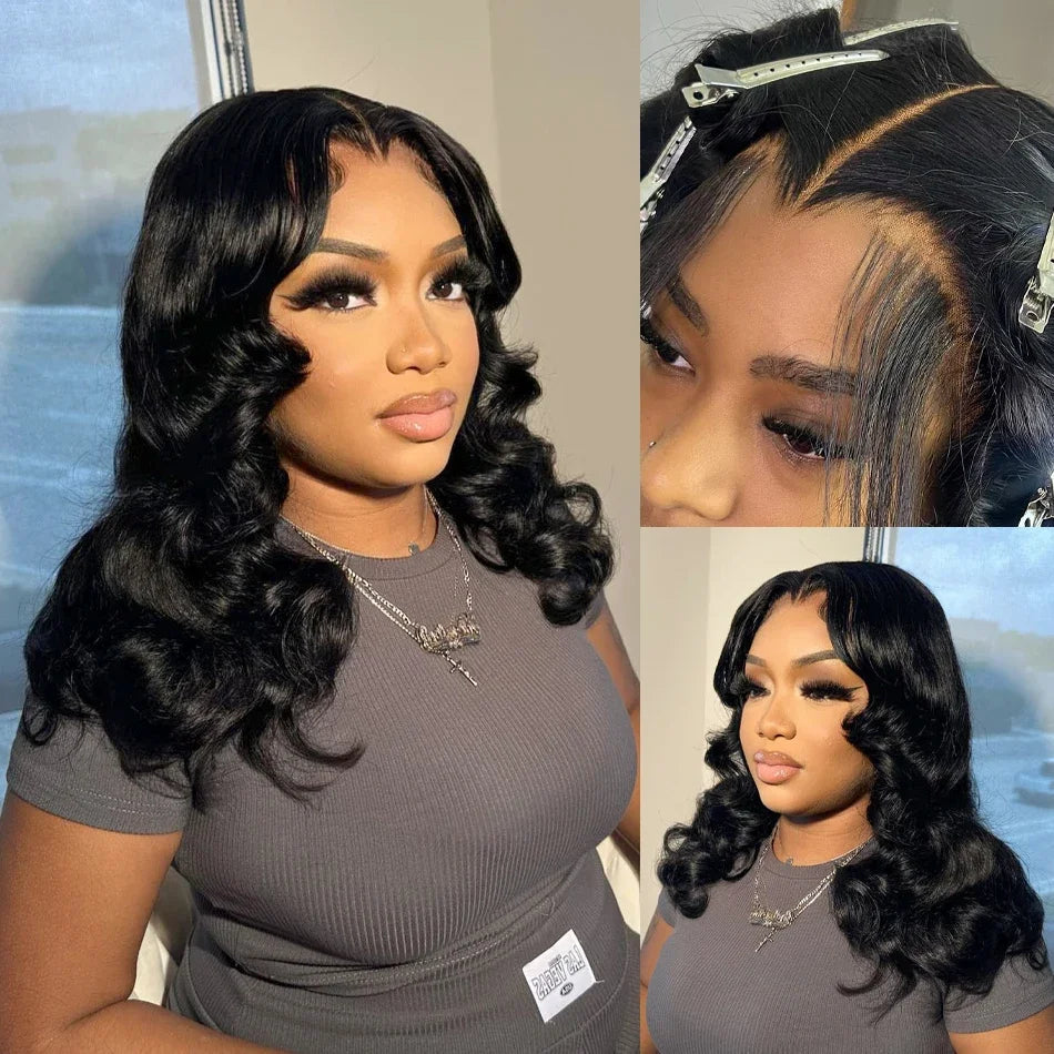 13x4 Body Wave Short Bob Lace Front Human Hair Wig 13x6 HD Transparent Lace Human Brazilian Hair Wigs For Black Women