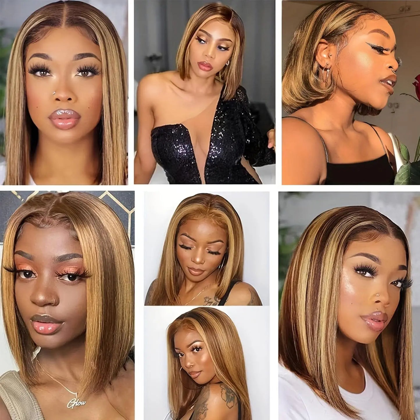 Highlight Straight Bob Wig 13X6 Hd Lace Front Wigs For Women Ombre Blond Color Wigs Brazilian Hair Short Bob Human Hair Wigs