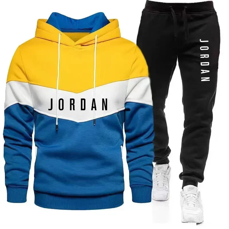 men's casual hoodie + jogging pants two-piece set, fashion outdoor