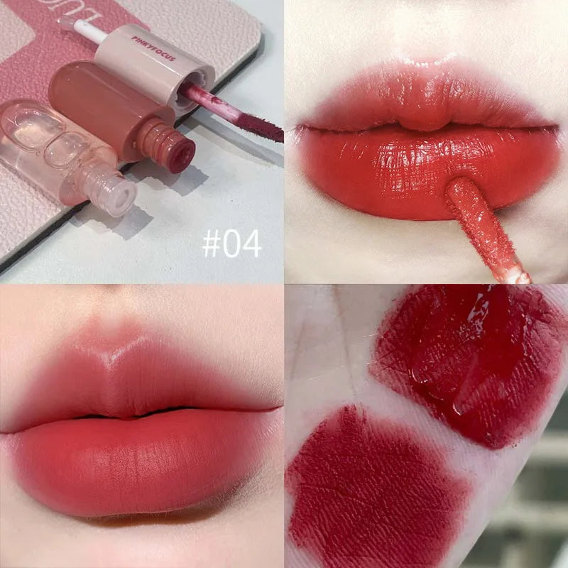 Mirror Double Headed Lip Glaze Gloss Long-lasting Waterproof Crystal Cherry Red Matte Lips Mud Lipstick Korean Makeup Cosmetics