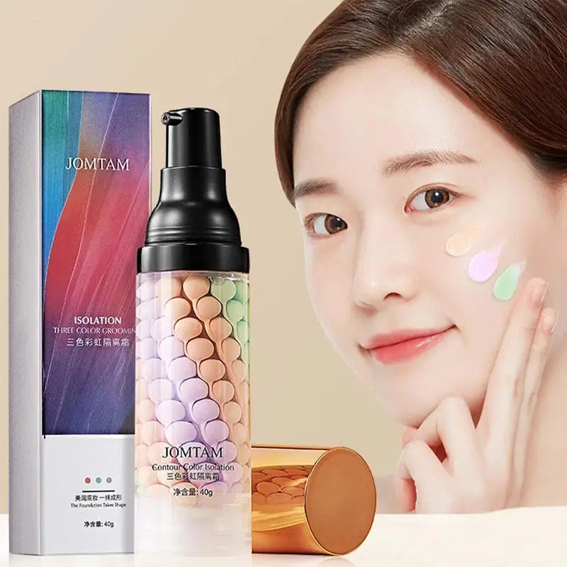 Face Makeup Primer Tri-color Cream 40g Brighten Contour Color Isolation Makeup Foundation Natural Makeup Base Cream