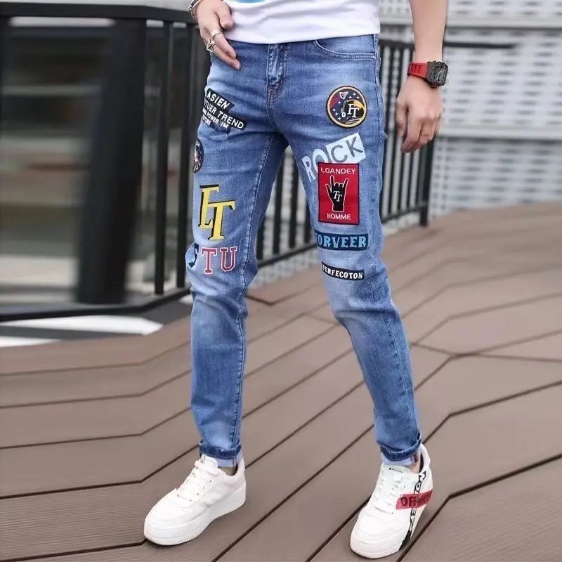 Male Slim Stylish Pants Denim Jeans