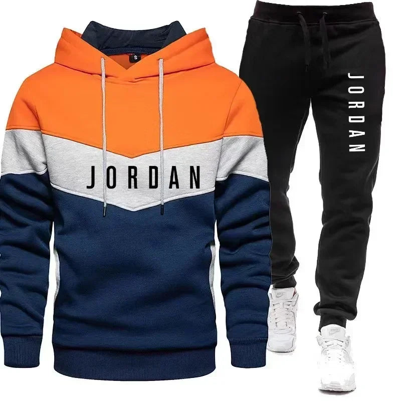 men's casual hoodie + jogging pants two-piece set, fashion outdoor